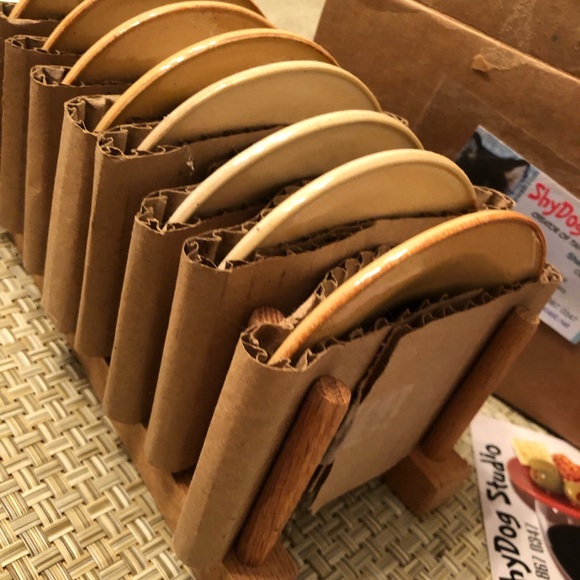 Tapas plates handmade pottery by Shydog studio New Mexico 8 plates and cookbook - Picture 7 of 9